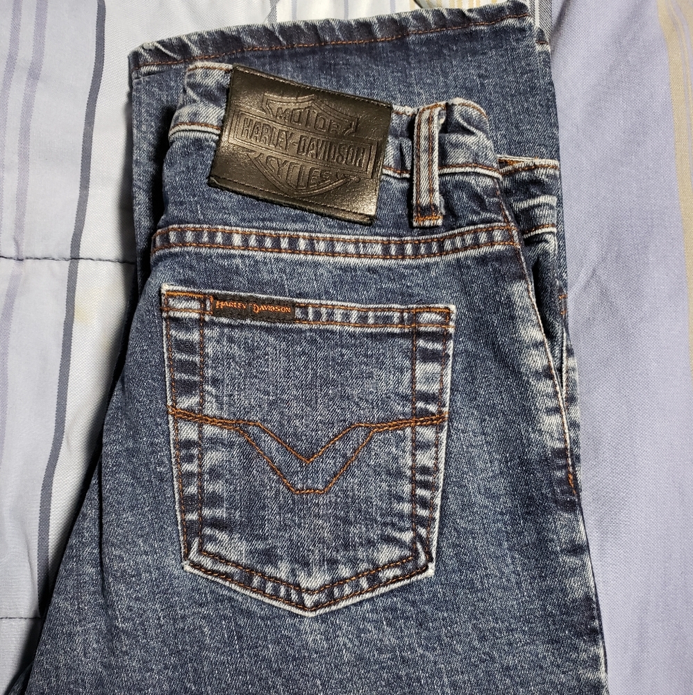 Harley Davidson blue jeans